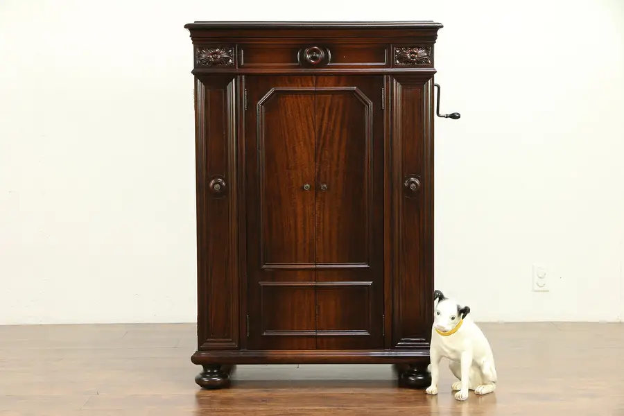 Photo of Victrola Antique Phonograph, Credenza Model Victor Mahogany Record Player