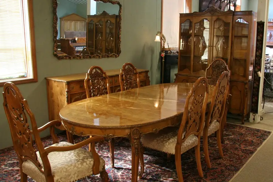 Photo of Romweber 10 Pc. Burl Dining Set, Original Condition