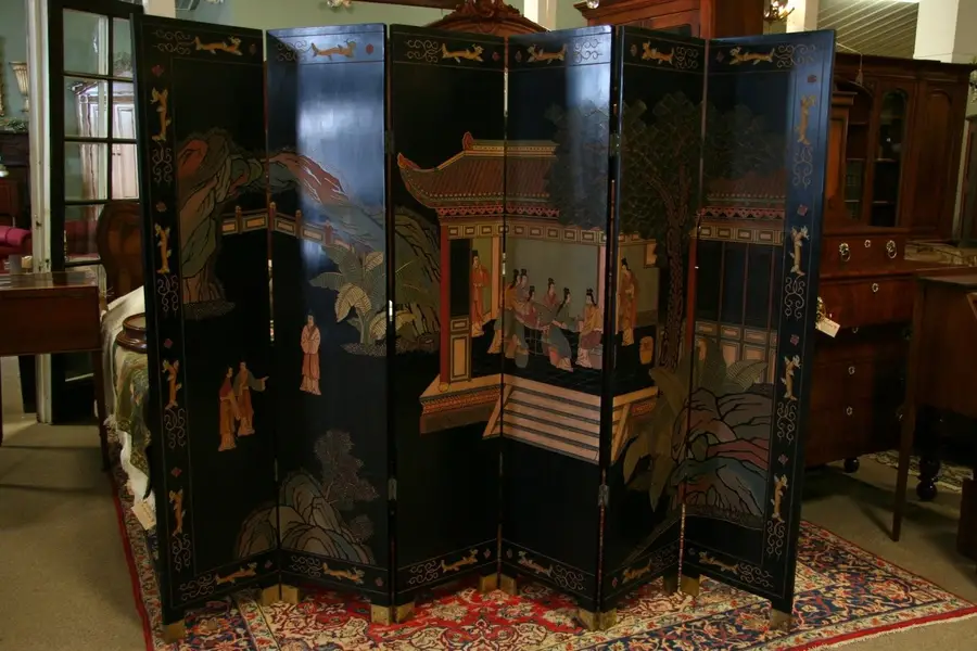 Photo of Chinese Coromandel Carved Lacquer 6 Panel Screen