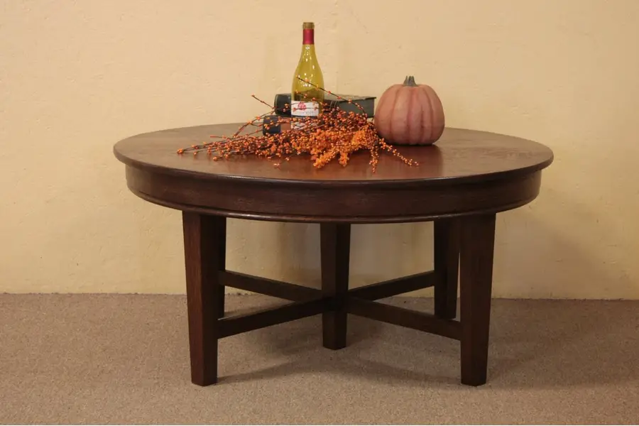 Photo of Round Arts & Crafts Oak Coffee Table