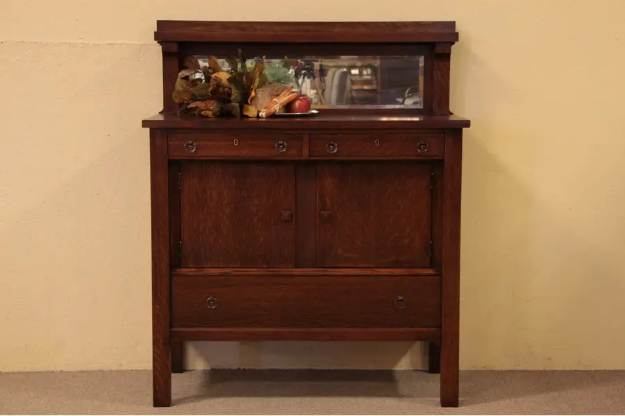 Photo of Arts & Crafts Mission Oak Antique Sideboard, Mirror