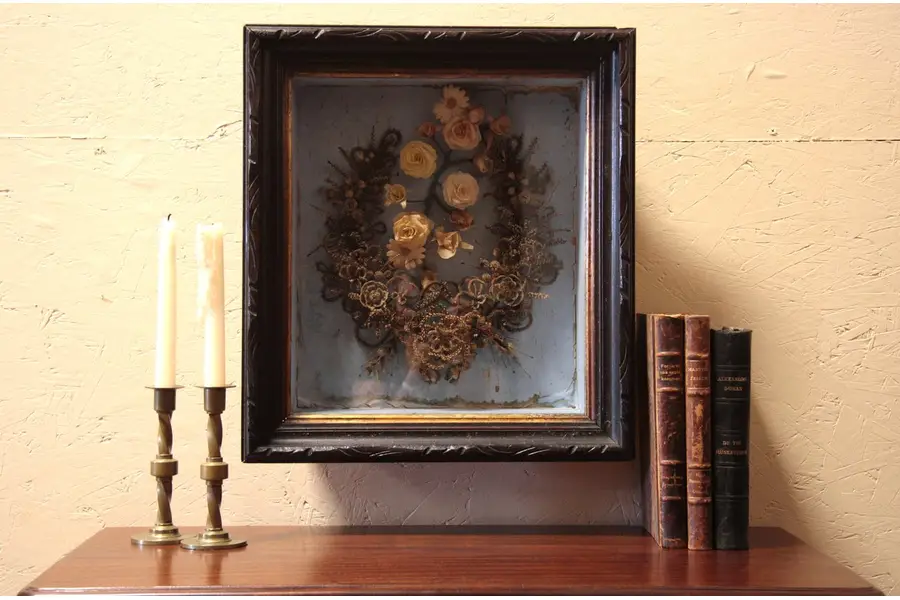 Photo of Victorian Shadow Box, Hair Wreath