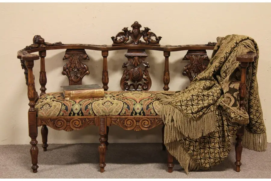 Photo of Settee Carved Cherubs & Dragons