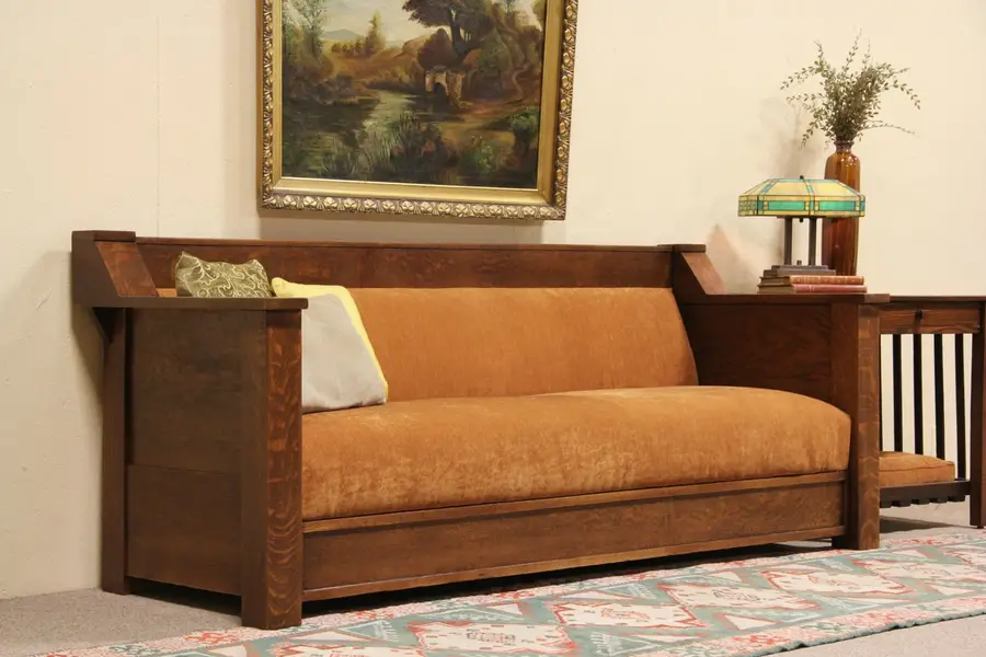 Photo of Arts & Crafts Mission Oak 1905 Antique Sofa