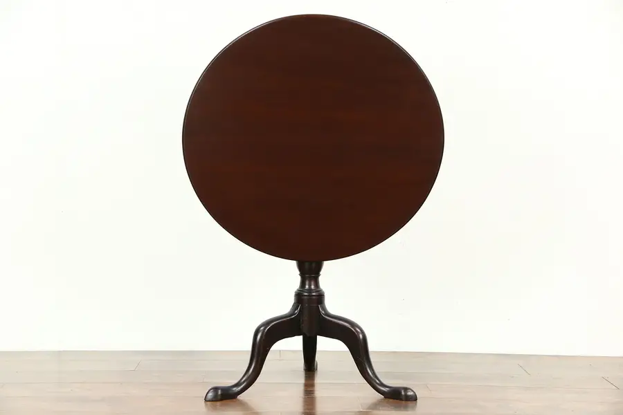 Photo of Tea or Lamp Table, Antique 1870's English Mahogany Oval Tilt top
