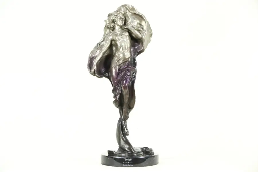 Photo of Twilight of her Soul Bronze Sculpture, Marble Base Signed Bobbie Carlyle