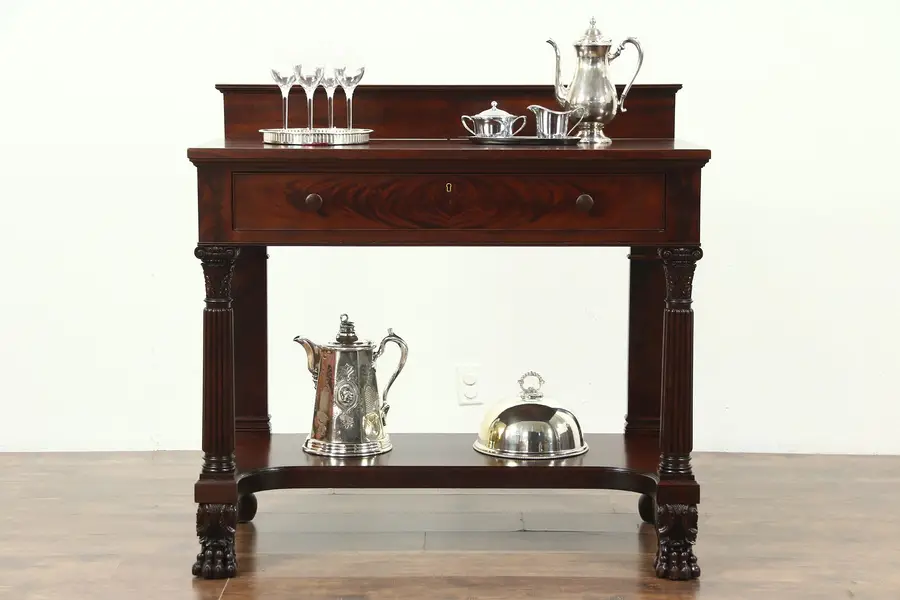 Photo of Empire Antique Server, Sideboard, Hall Console or Vessel Sink Vanity, Signed