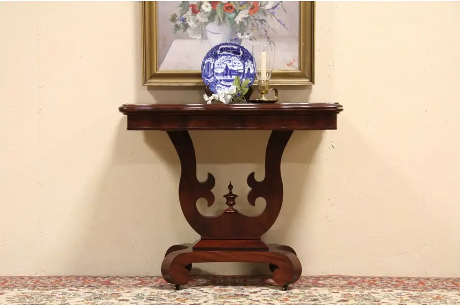 Photo of Empire 1840 Antique Flip & Swivel Console Game Table