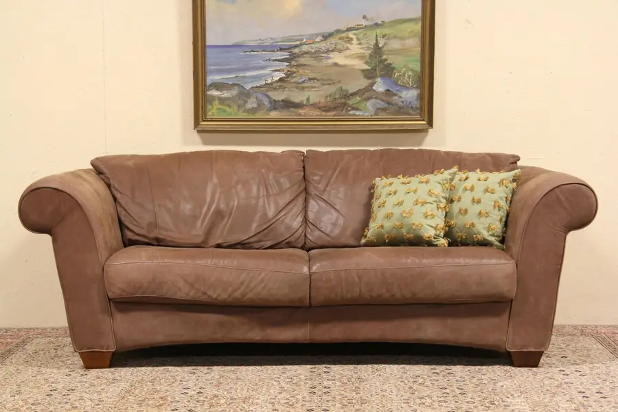 Photo of Brushed Leather Vintage Danish Sofa