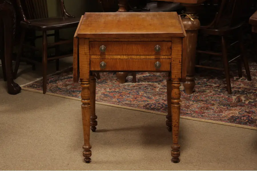 Photo of Tiger Maple Country Sheraton Pembroke Sewing Table