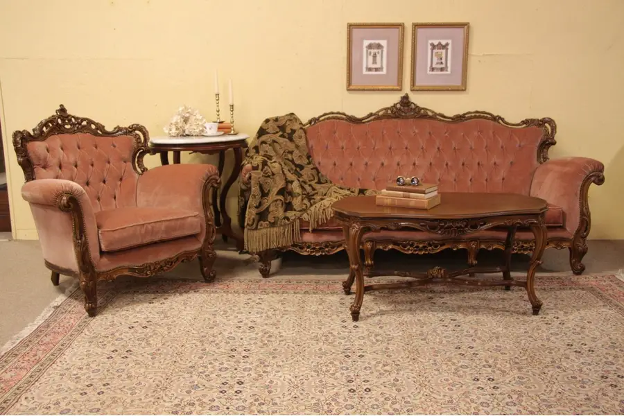 Photo of Antique French Carved Sofa & Chair Set