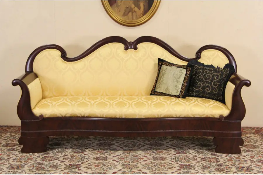 Photo of American Empire Antique 1840 Sofa, Newly Upholstered
