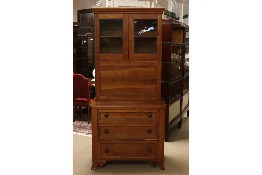 Photo of Cherry 1840 Secretary Desk, Bookcase Top