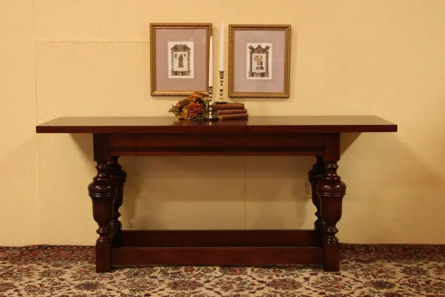 Photo of Cherry Antique Hall, Sofa or Console Table, Urn Legs