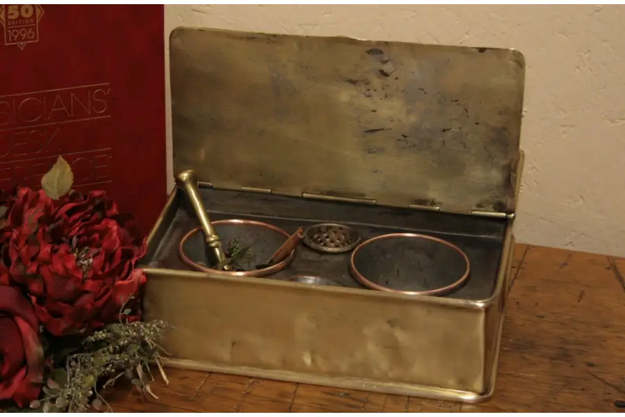 Photo of Victorian Brass Antique Spice Box with Grater