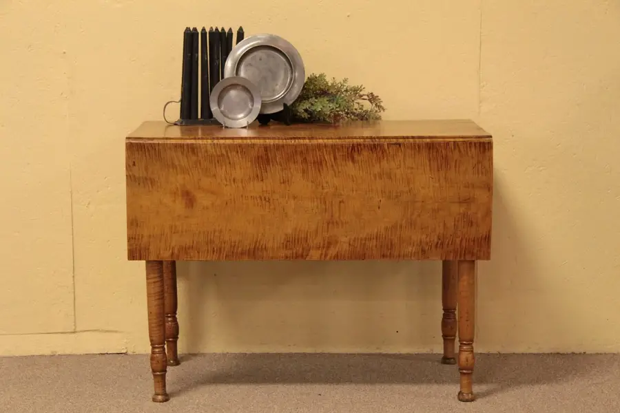 Photo of Tiger or Striped Maple Antique Dropleaf Table