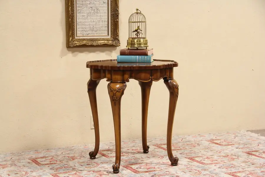 Photo of Carved Fruitwood Vintage Lamp or Center Table