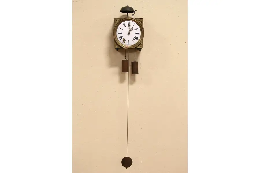Country French Morbier Wag on the Wall 1880 Antique Clock