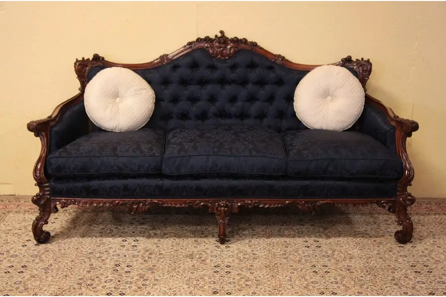 Photo of French Carved Sofa, Down Cushions