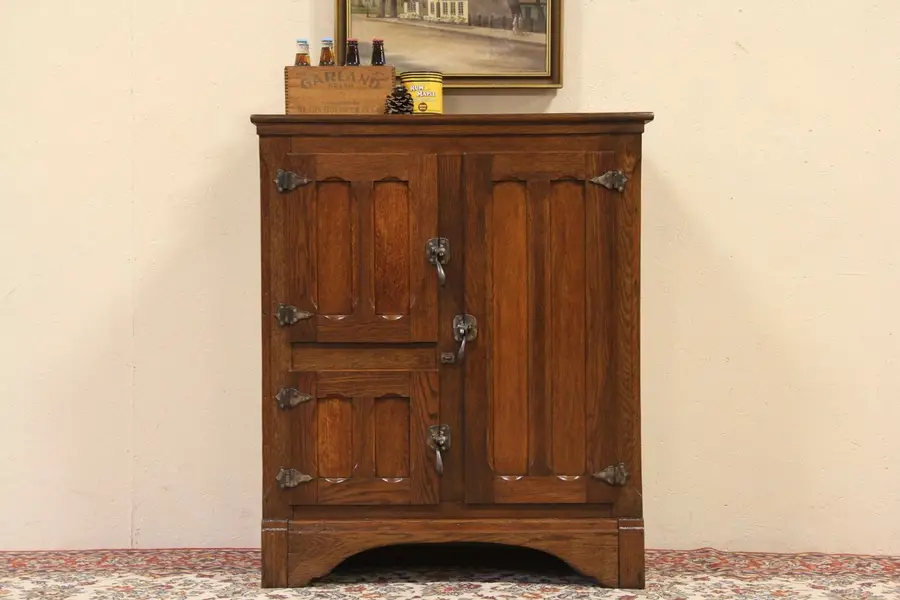Photo of Oak 1890's Antique 3 Door Ice Box