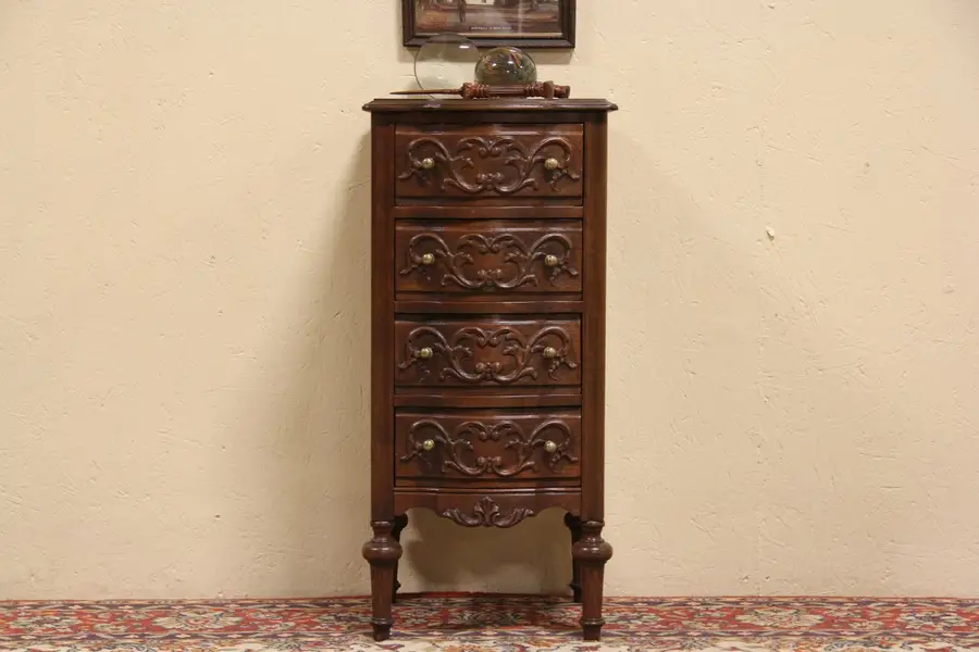 Photo of Nightstand or Bedside Chest or Table, Carved 1930's