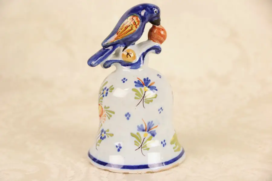Photo of Quimper Hand Painted Bell from Brittany, France, Minstral Blue