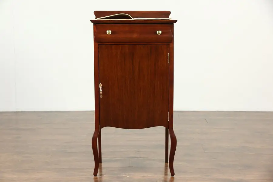 Photo of Mahogany 1900 Antique Music File Cabinet, Brass Hardware