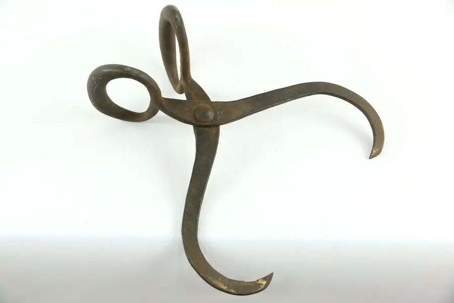 Photo of Wrought Iron 1890's Antique Tongs for Icebox Block of Ice