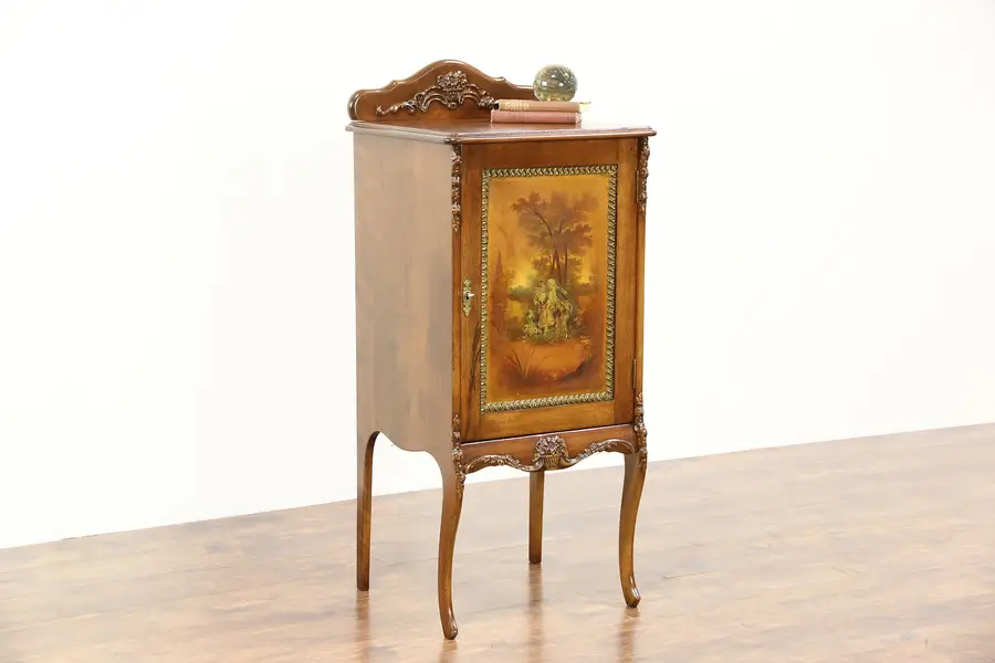 Photo of Music Cabinet, 1900 Antique Vernis Martin Hand Painted Scene