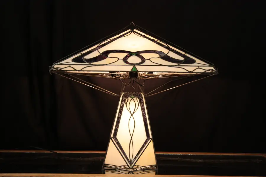 Photo of Stained & Leaded Handmade Art Glass Lamp
