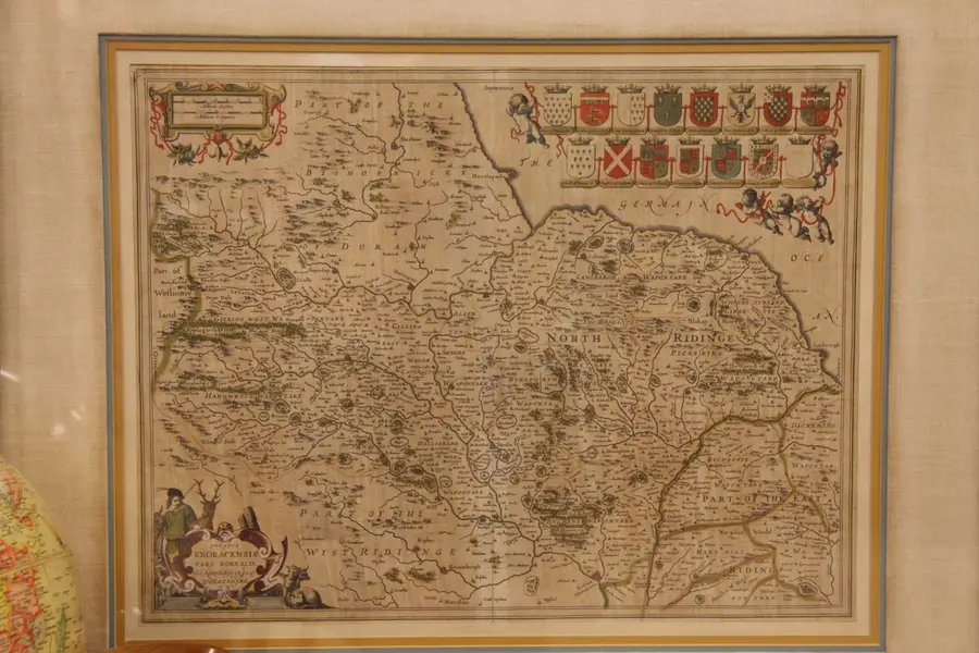 Photo of Colored Blaeu Antique 1645 Yorkshire England Map