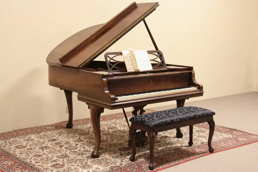 Photo of Steinway 5' 8" Walnut 1960 Carved Art Case Grand Piano & Bench