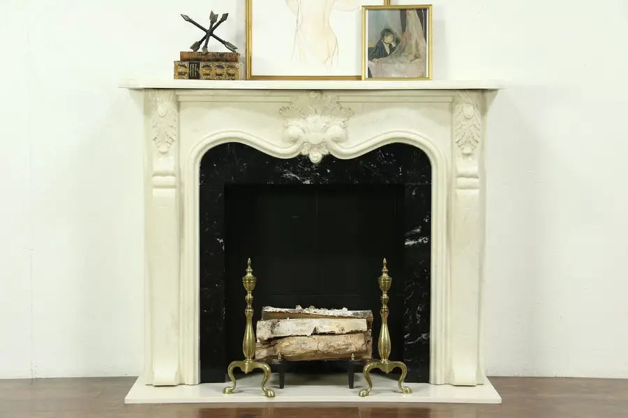 Photo of French Style Cultured Marble Fireplace Mantel & Surround