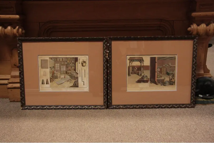 Photo of Pair of Colored French Engravings, Bernard