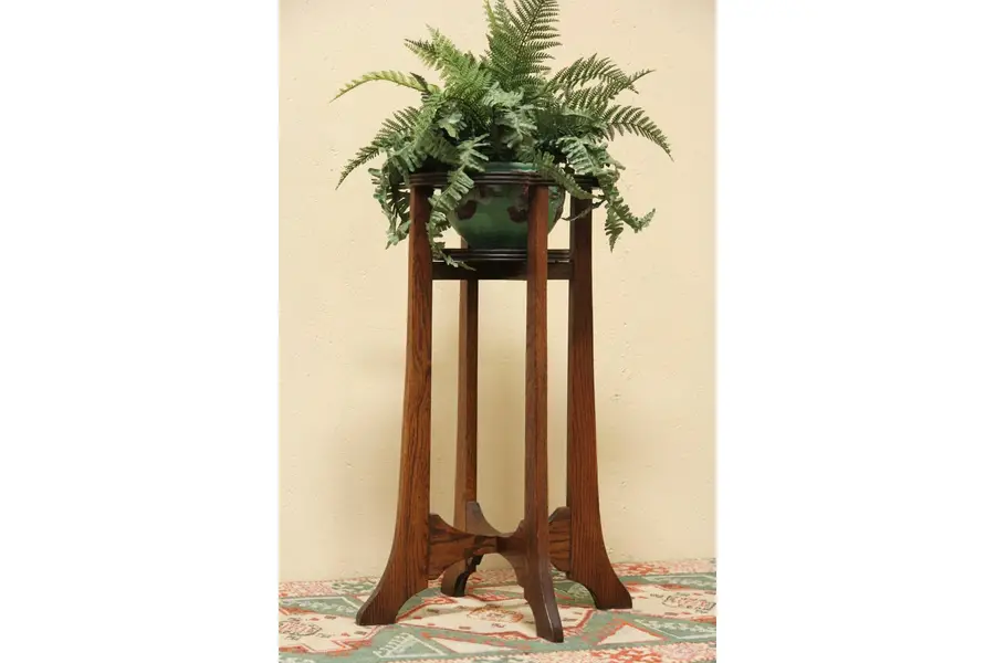 Photo of Arts & Crafts Mission Oak Fern Stand or Plant Pedestal