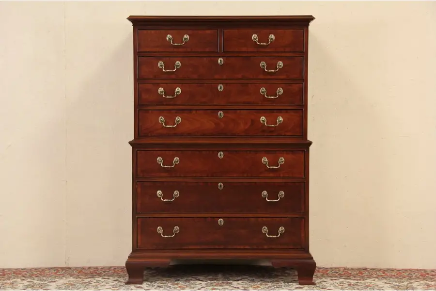 Photo of Councill Craftsmen Vintage Mahogany High Boy Chest on Chest