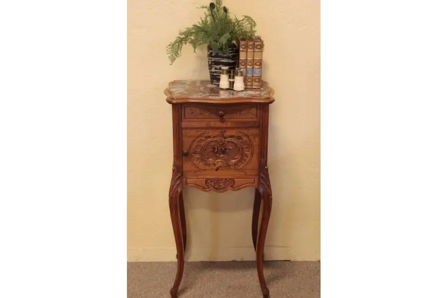 Photo of Carved Country French Bedside Table or Nightstand