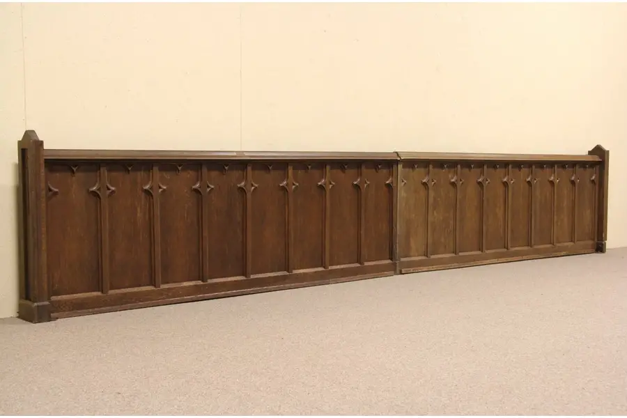 Photo of Architectural Salvage Pair of Gothic Oak Panel Wainscoting