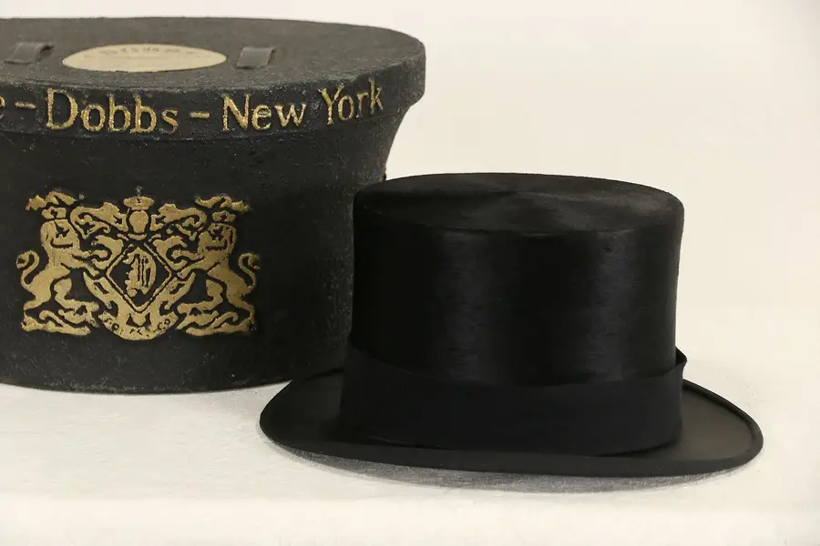 Photo of Antique Silk Top Hat, Signed Stetson, Dobb's 5th Ave. NY & Box