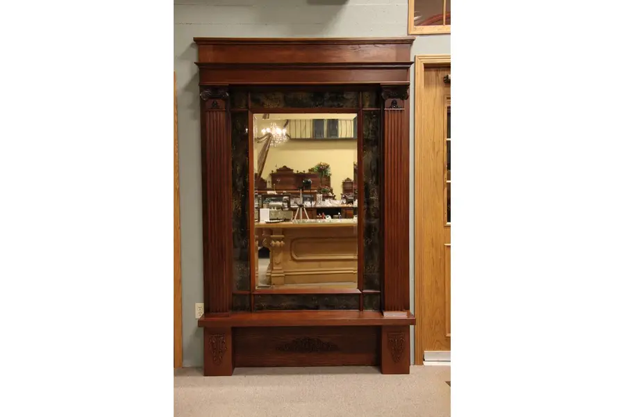 Photo of Arts & Crafts Oak Pier or Hall Mirror, Reverse Glass