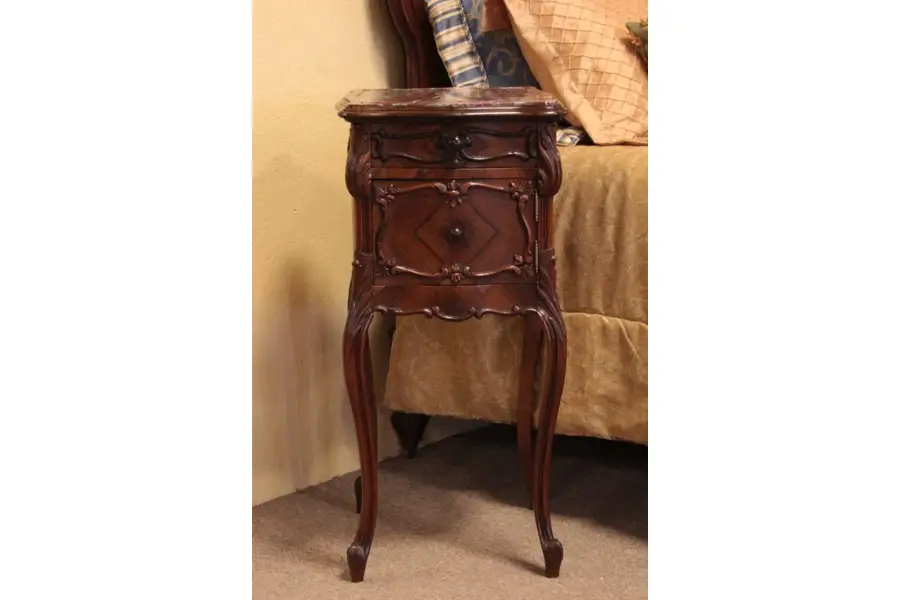 Photo of French Carved Rosewood End or Bedside Table, 1890