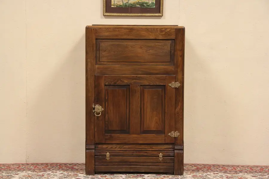 Photo of Oak 1895 Antique Raised Panel Icebox