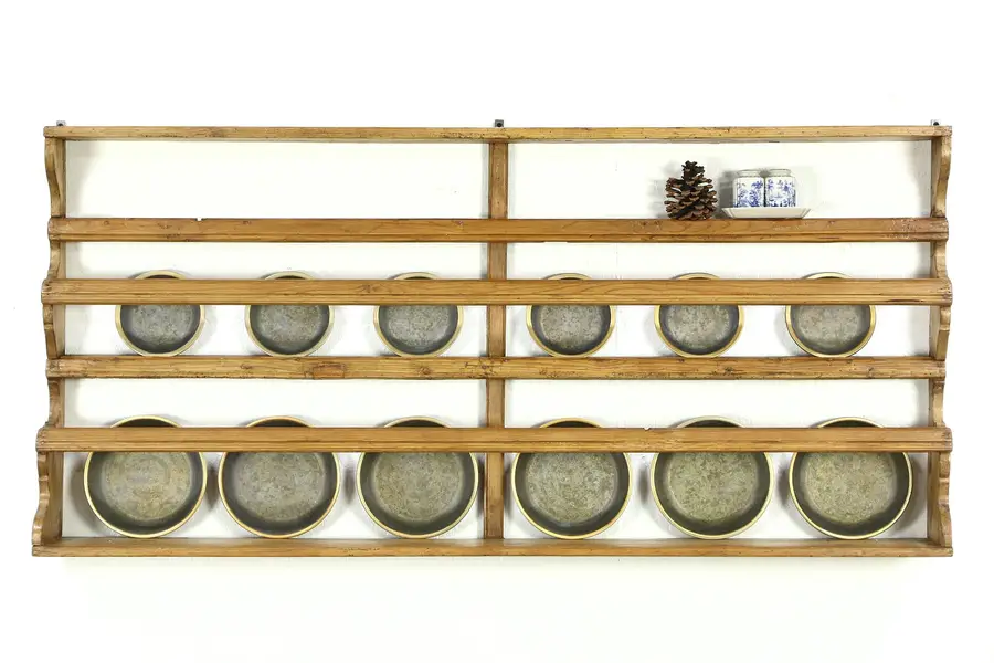 Photo of Country Pine Irish Antique 1840 Wall Plate Rack or Pewter Shelf