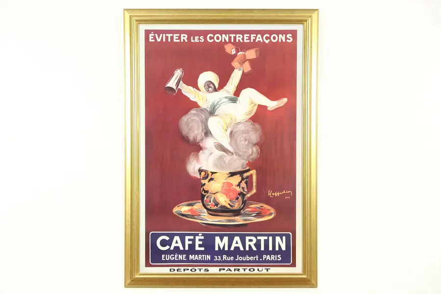 Photo of Cafe Martin Coffee Advertising Poster, Custom Frame, Signed Leonetto Capiello