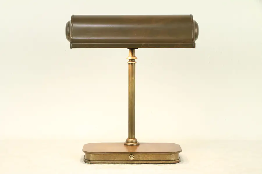 Photo of Bronze Antique 1925 Desk Lamp, Double Sockets Rewired