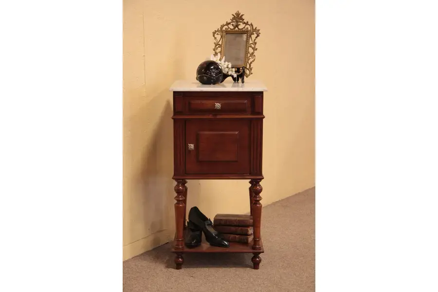 Photo of Victorian Antique 1890 Nightstand, Marble Top