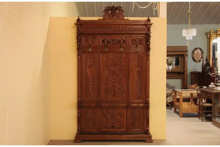 Photo of Victorian Carved Hall Stand, Cane & Umbrella Holder