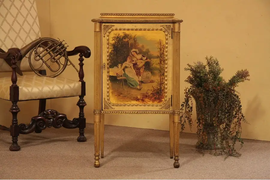 Photo of Vernis Martin & Gold Leaf Antique Music Cabinet