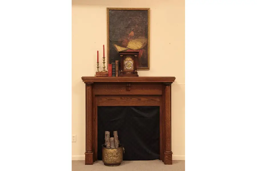 Photo of Antique Oak early 1900's Fireplace Mantel Surround