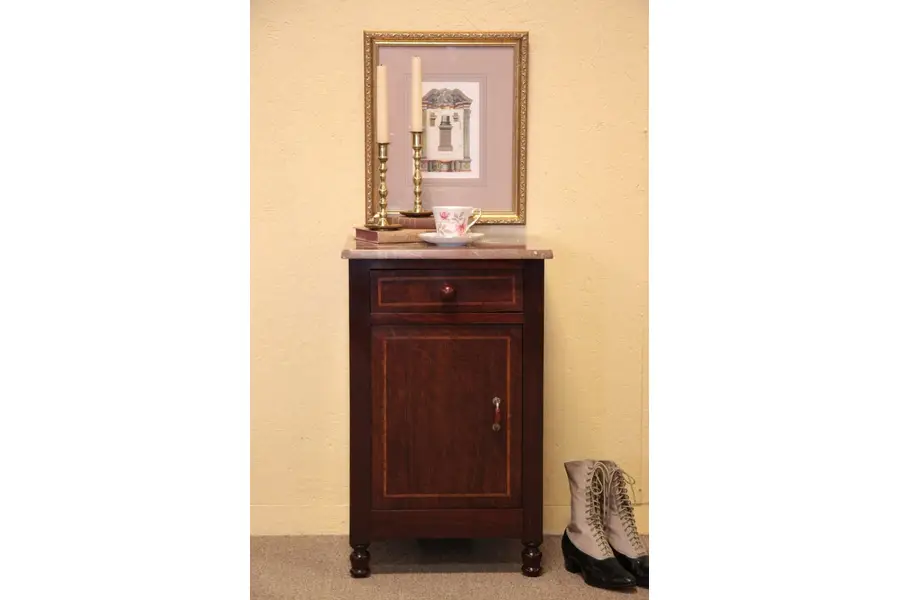 Photo of Art Deco Marble Top Nightstand or Bedside Table